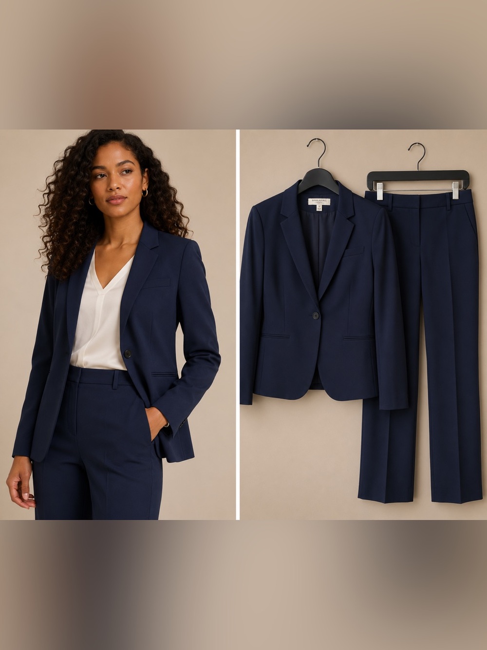 Banana Republic Navy Single-Button Tailored Blazer and Pant Suit